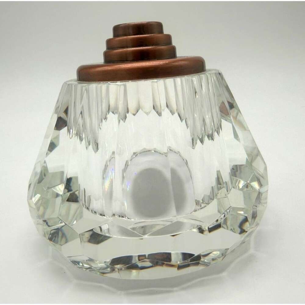 Catalytic Fragrance Lamp Heavy Cut Crystal Base w/ Antique Copper Finish Top - Picture 6 of 6